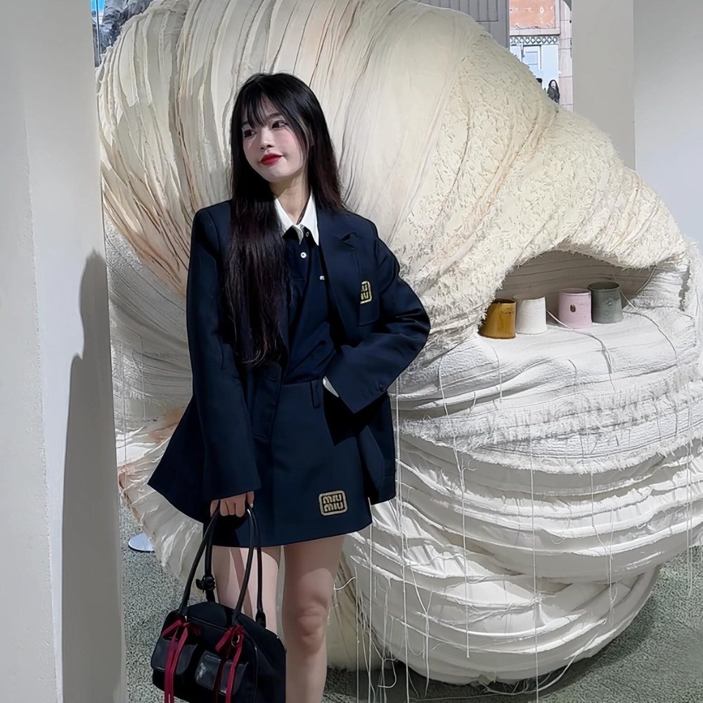 M1um1u Single Breasted Mohair Jacket Black Yellow Gold Mh1927 12I1 F0R84 S Am1