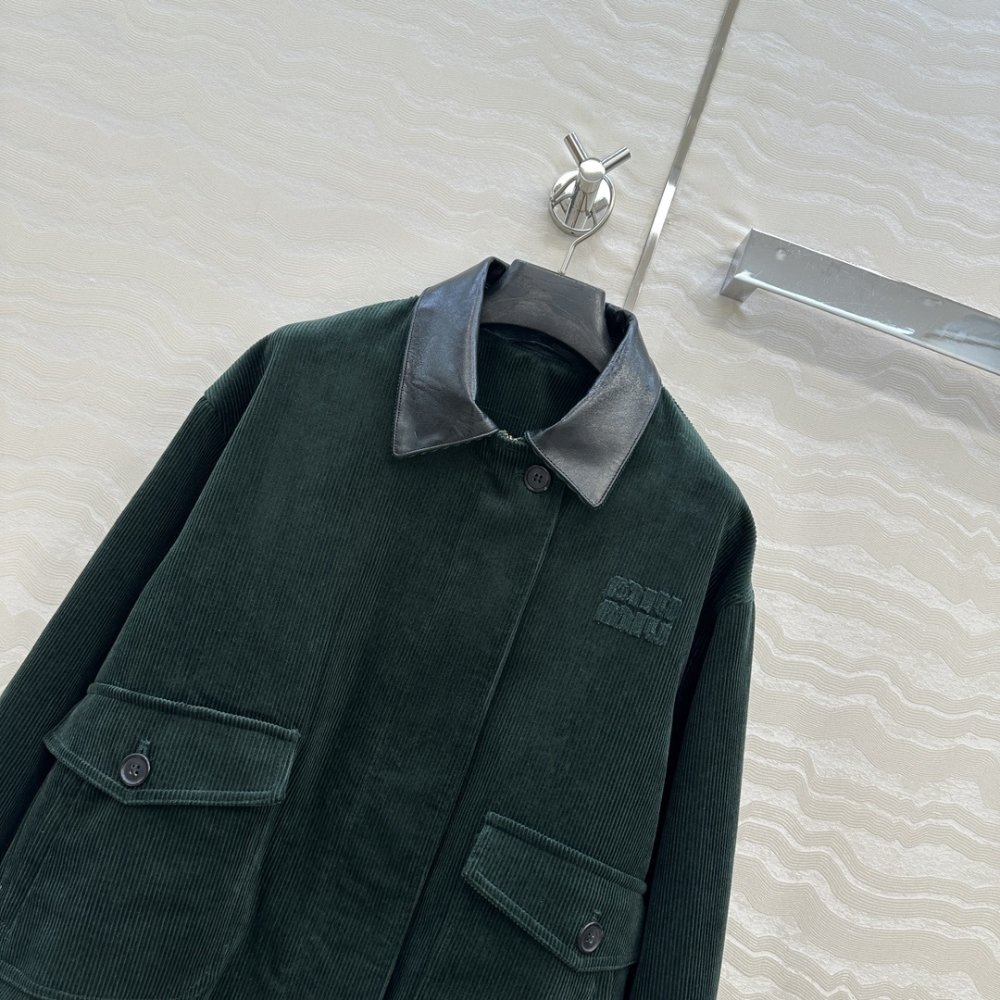 M1um1u Padded Corduroy Blouson Billiard Green Ml1326 1795 F0L76 S Ooo