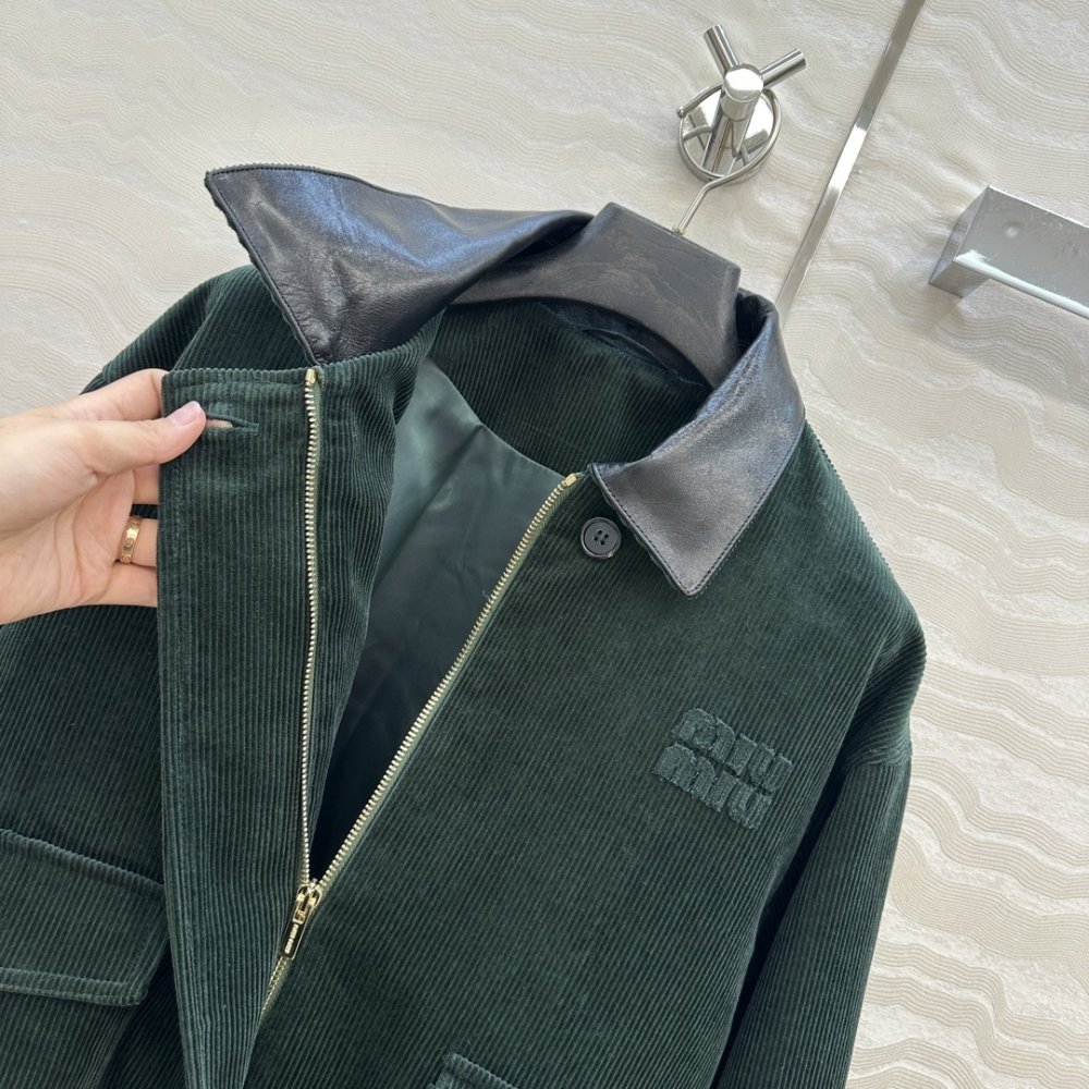 M1um1u Padded Corduroy Blouson Billiard Green Ml1326 1795 F0L76 S Ooo