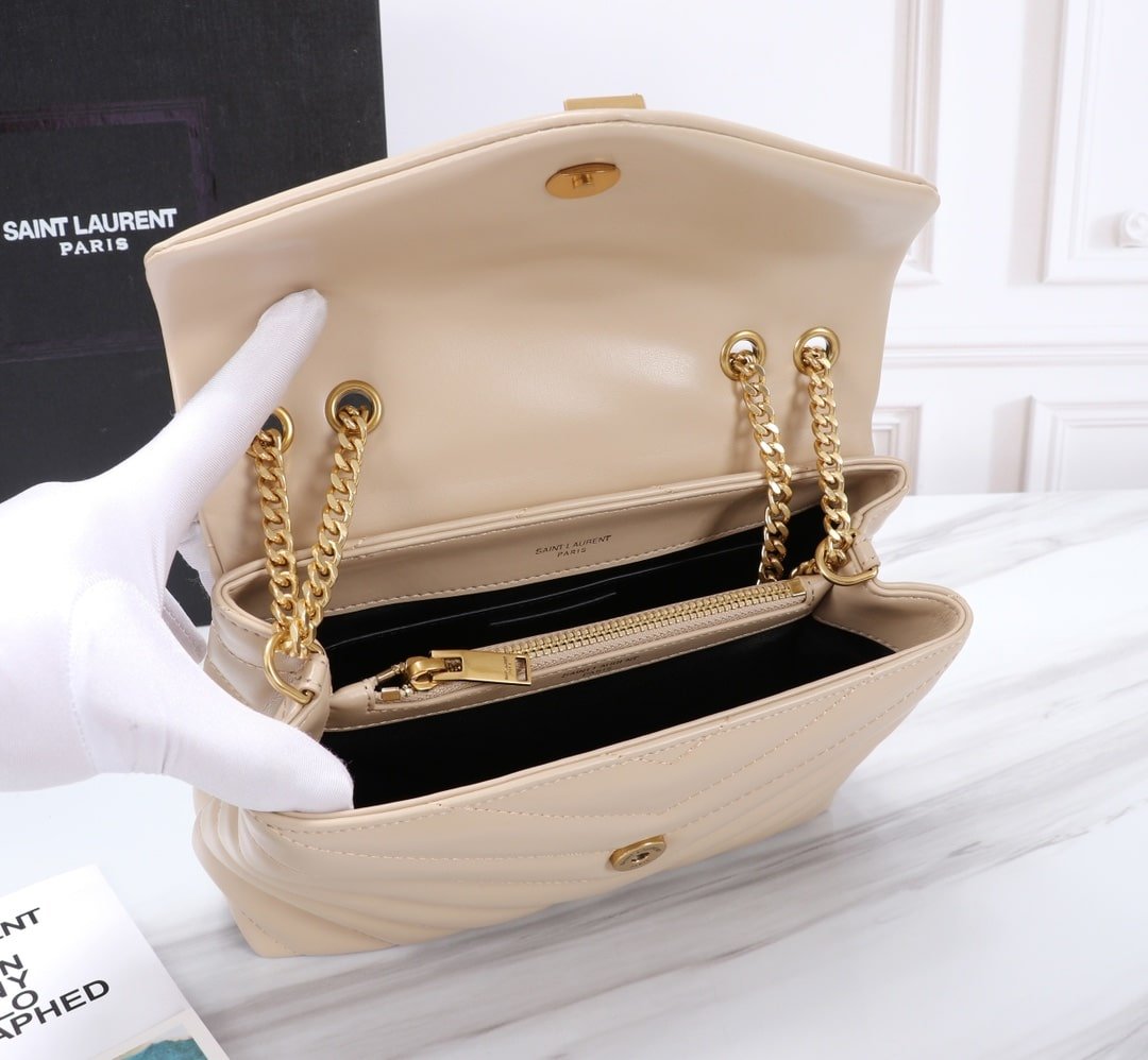 Sa1nt Lau*nt Loulou Small Chain Bag In Matelassé Y Dark Beige Gold 23Cm 494699Dv7272721