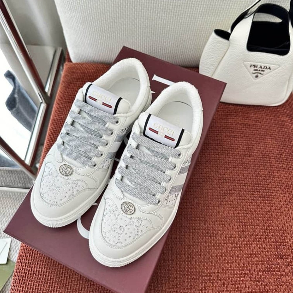 Gvc*1 Women’s Gg Ctystal Screener Sneaker White ‎732193 Fadq7 9096