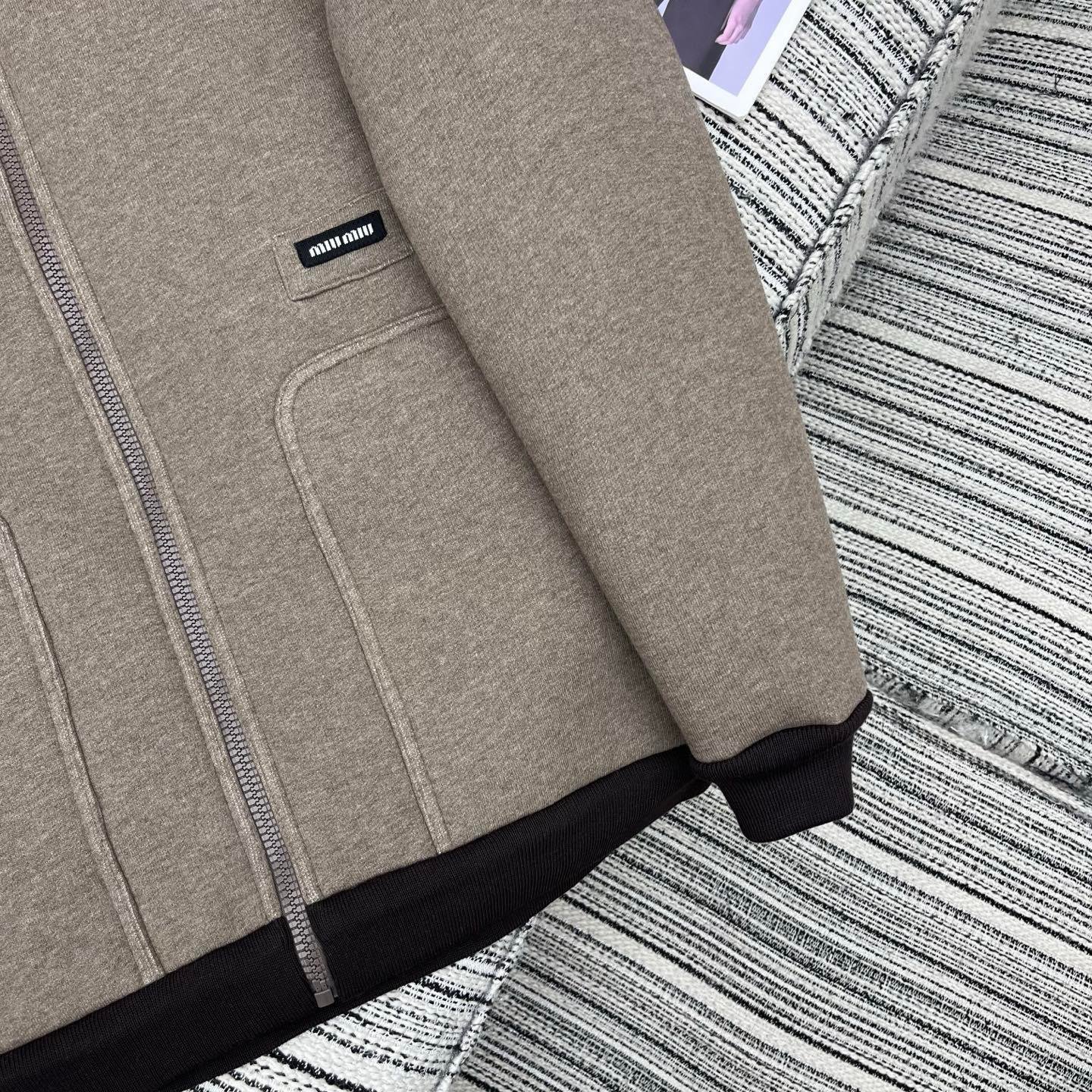 M1um1u Cotton Fleece Zipper Blouson Jacket Beige Ml1369 17I1 F0065 S Ooo
