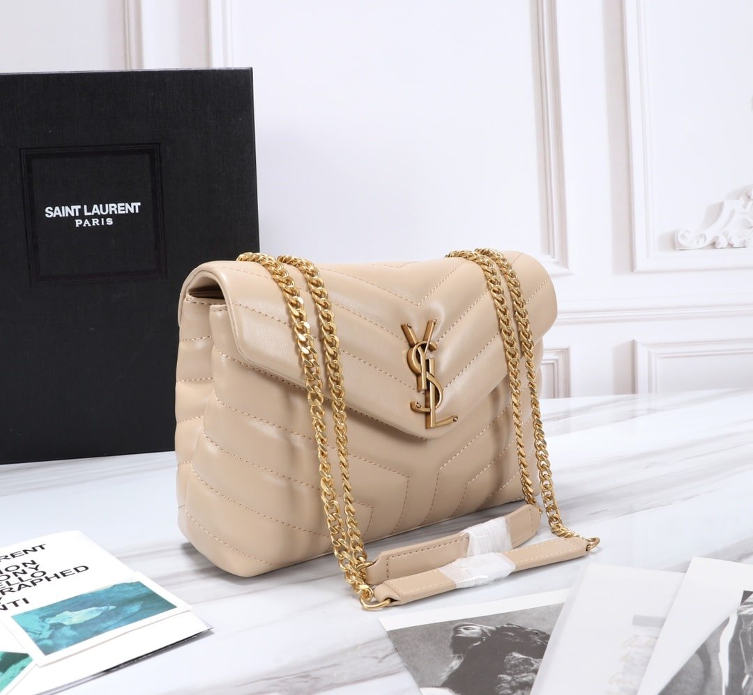 Sa1nt Lau*nt Loulou Small Chain Bag In Matelassé Y Dark Beige Gold 23Cm 494699Dv7272721