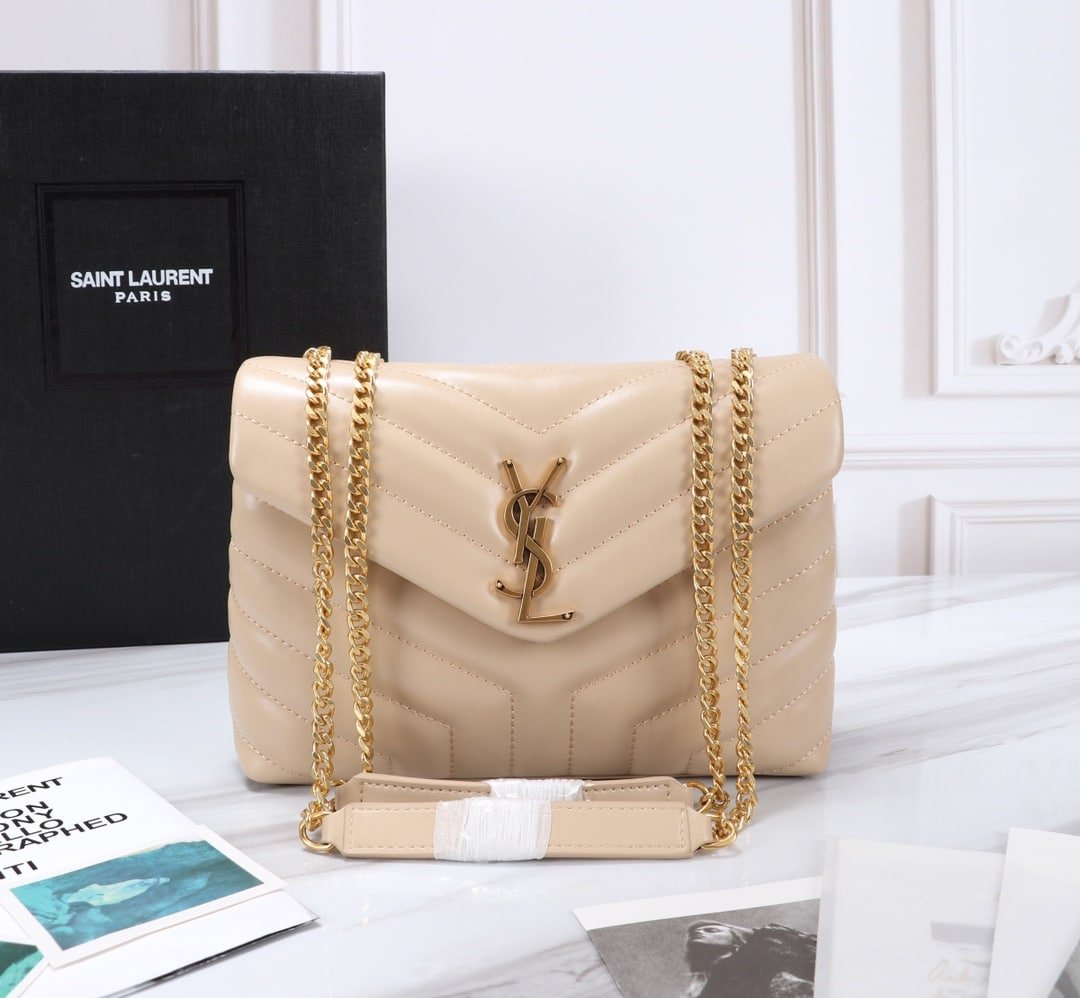 Sa1nt Lau*nt Loulou Small Chain Bag In Matelassé Y Dark Beige Gold 23Cm 494699Dv7272721
