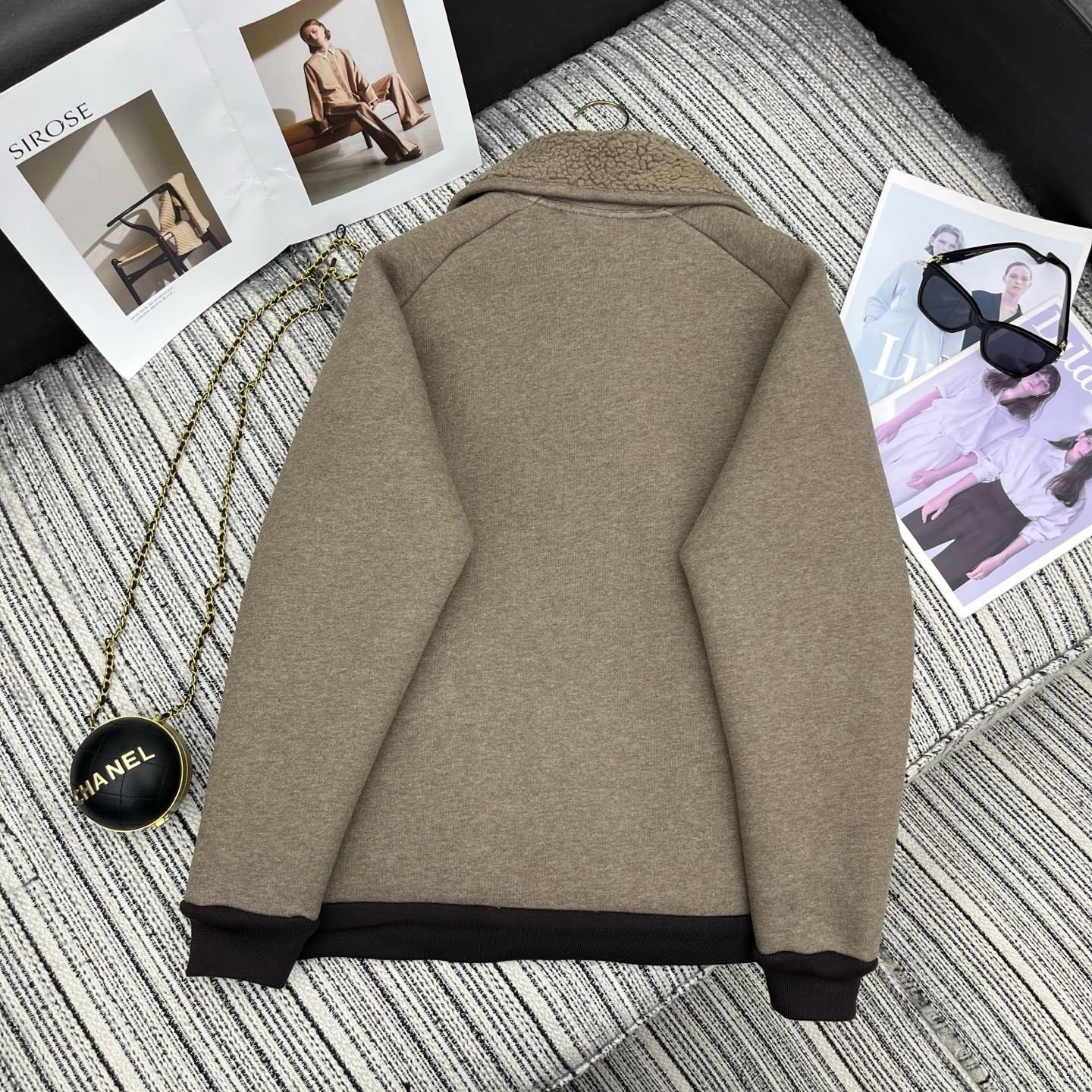 M1um1u Cotton Fleece Zipper Blouson Jacket Beige Ml1369 17I1 F0065 S Ooo